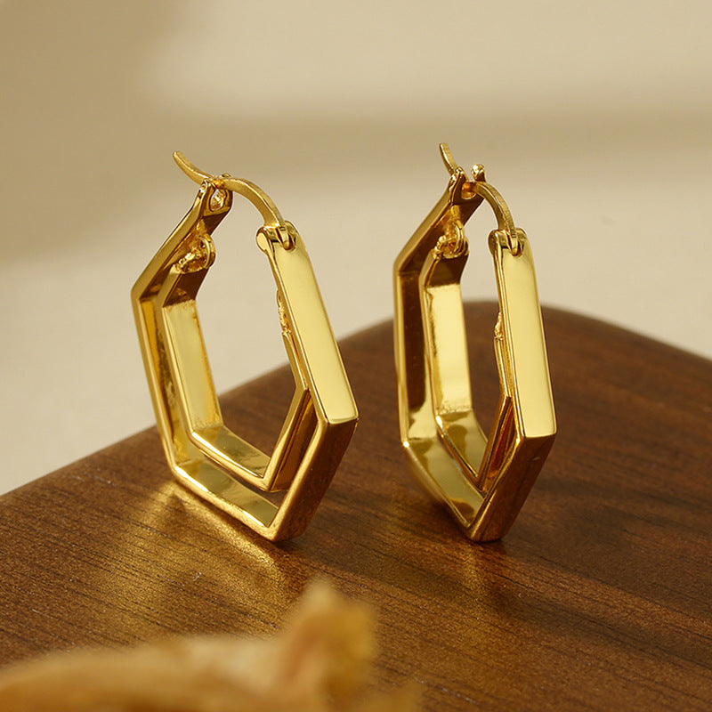 JUSSAN Geometric Hoop Luxe Silver Earrings