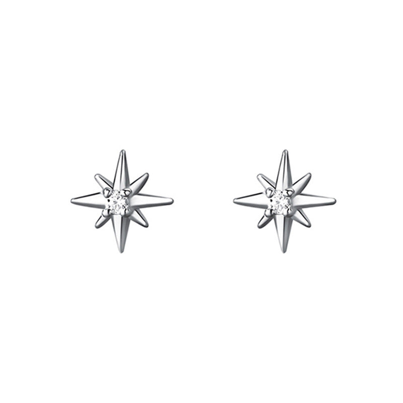 JUSSAN Star Pave Minimal Sterling Silver Earrings