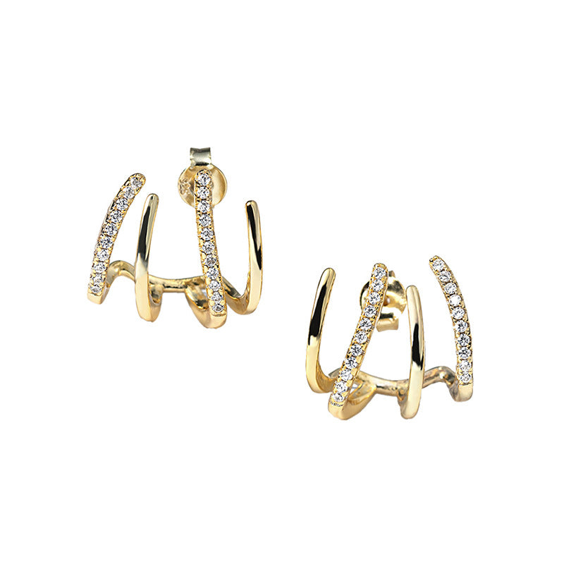 JUSSAN Pave Minimal Luxe Sterling Silver Earrings