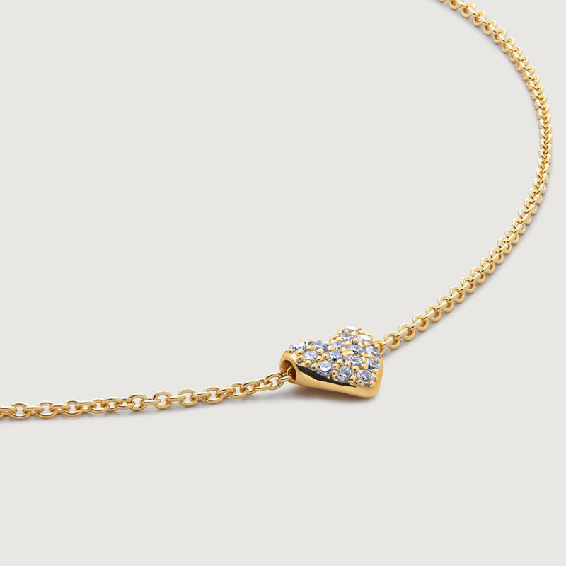 JUSSAN Heart Pave Sterling Silver Necklace