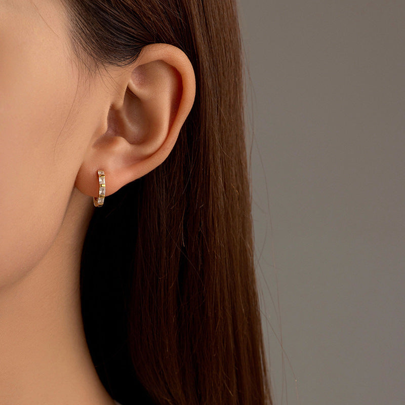 JUSSAN Geometric Pave Sterling Silver Earrings