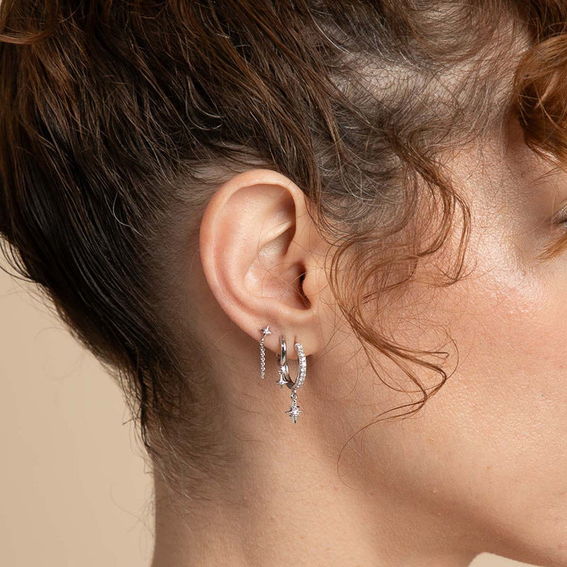 JUSSAN Star Pave Luxe Sterling Silver Earrings