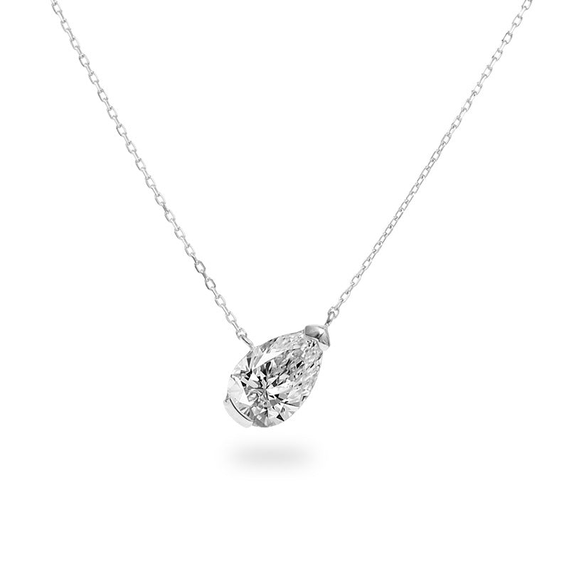 JUSSAN Geometric Pave Minimal Sterling Silver Necklace