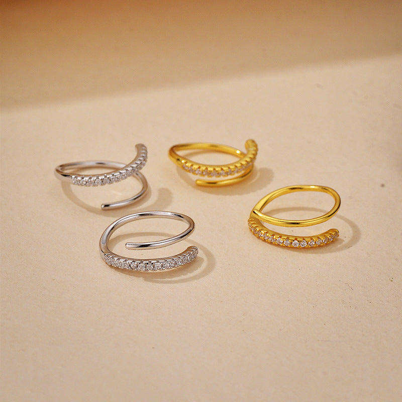 JUSSAN Geometric Pave Luxe Sterling Silver Earrings