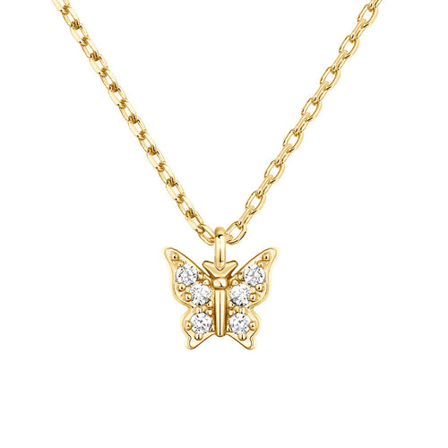 JUSSAN Butterfly Pave Minimal Sterling Silver Necklace