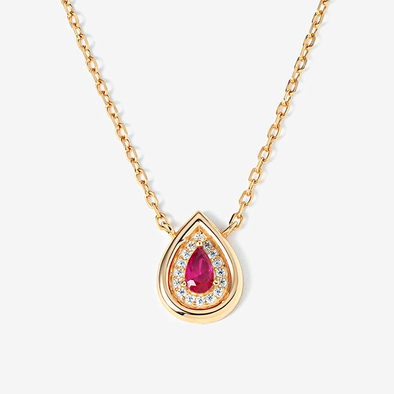 JUSSAN Teardrop Heart Pave Sterling Silver Necklace