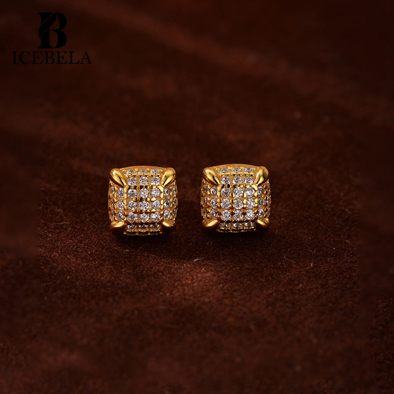 JUSSAN Geometric Pave Sterling Silver Earrings