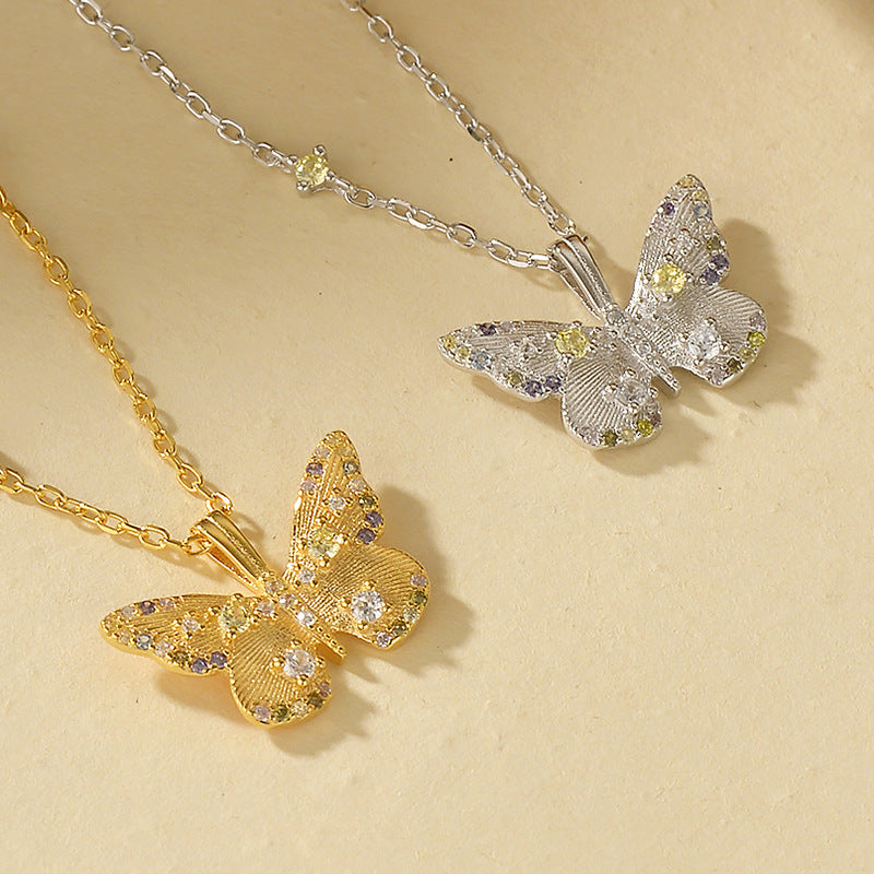 JUSSAN Butterfly Pave Luxe Sterling Silver Necklace