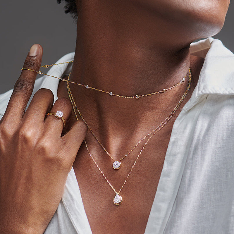 JUSSAN Pave Minimal Luxe Sterling Silver Necklace