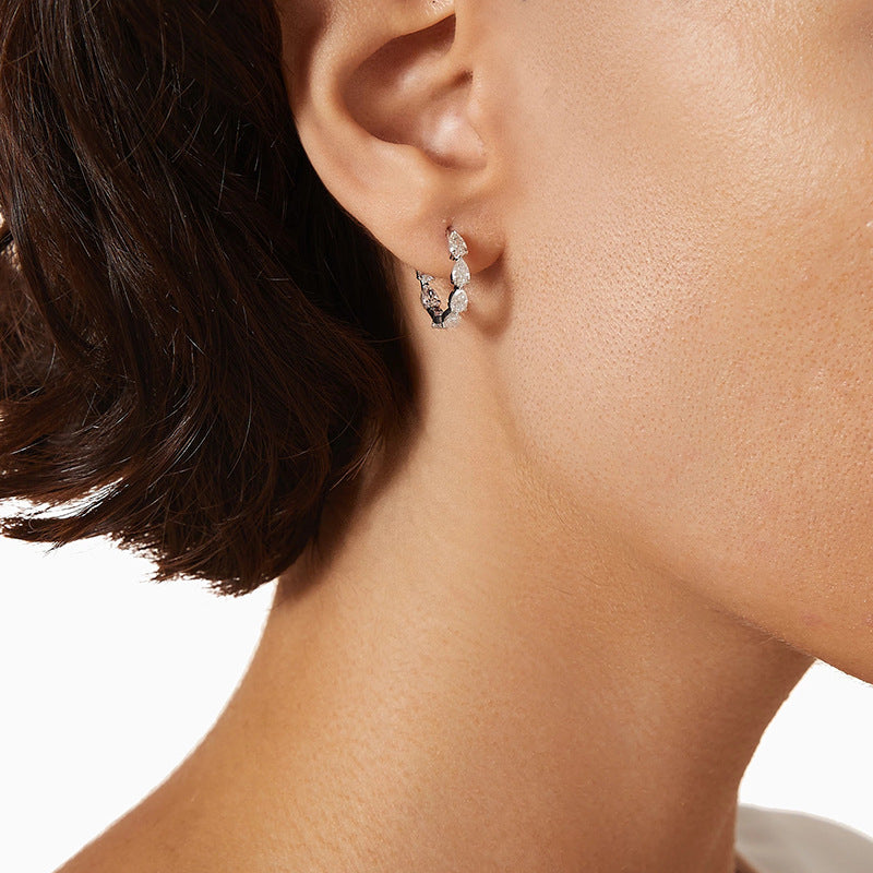 JUSSAN Teardrop Pave Sterling Silver Earrings