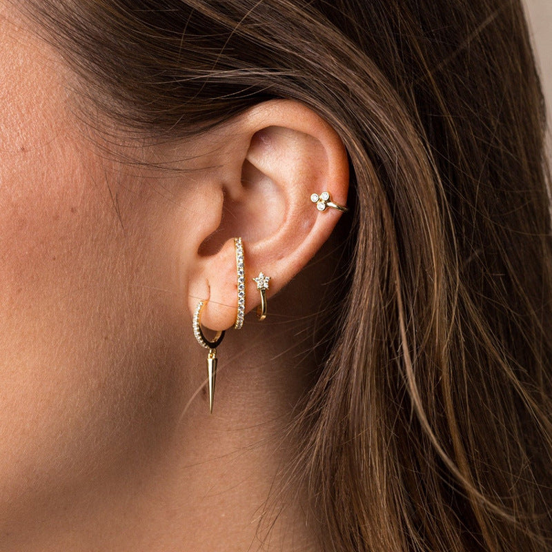 JUSSAN Pave Hoop Sterling Silver Earrings