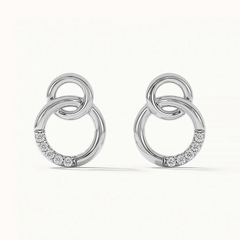 JUSSAN Pave Minimal Luxe Sterling Silver Earrings