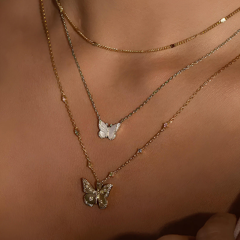 JUSSAN Butterfly Pave Luxe Sterling Silver Necklace