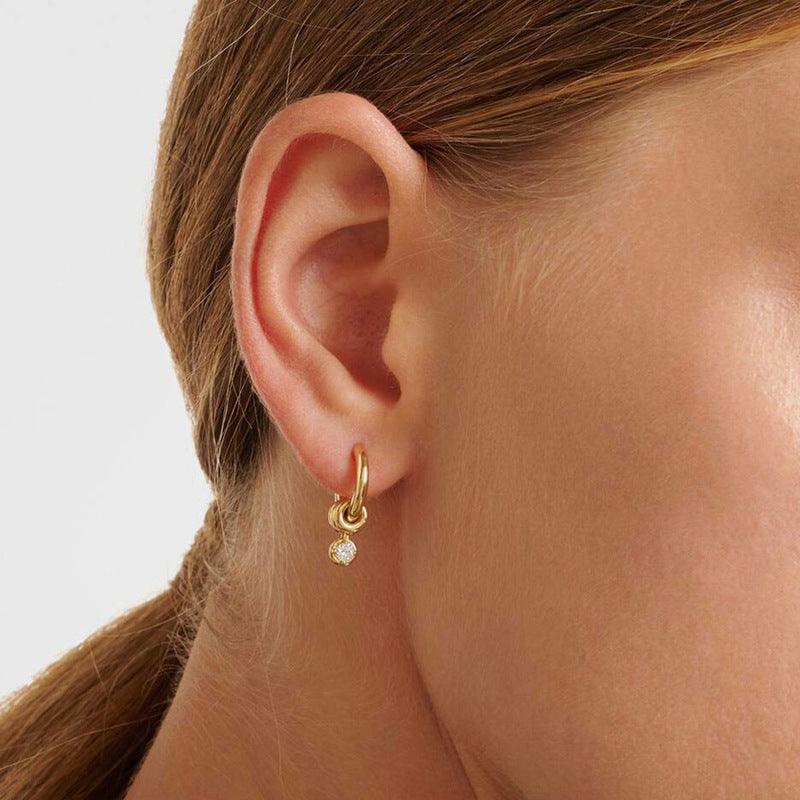 JUSSAN Pave Hoop Sterling Silver Earrings