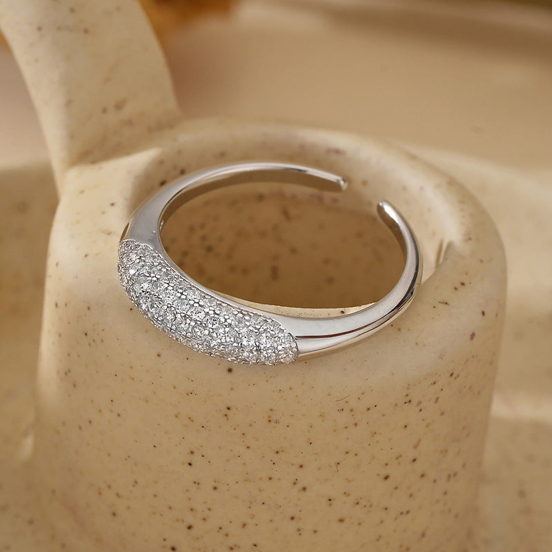 JUSSAN Pave Minimal Sterling Silver Ring