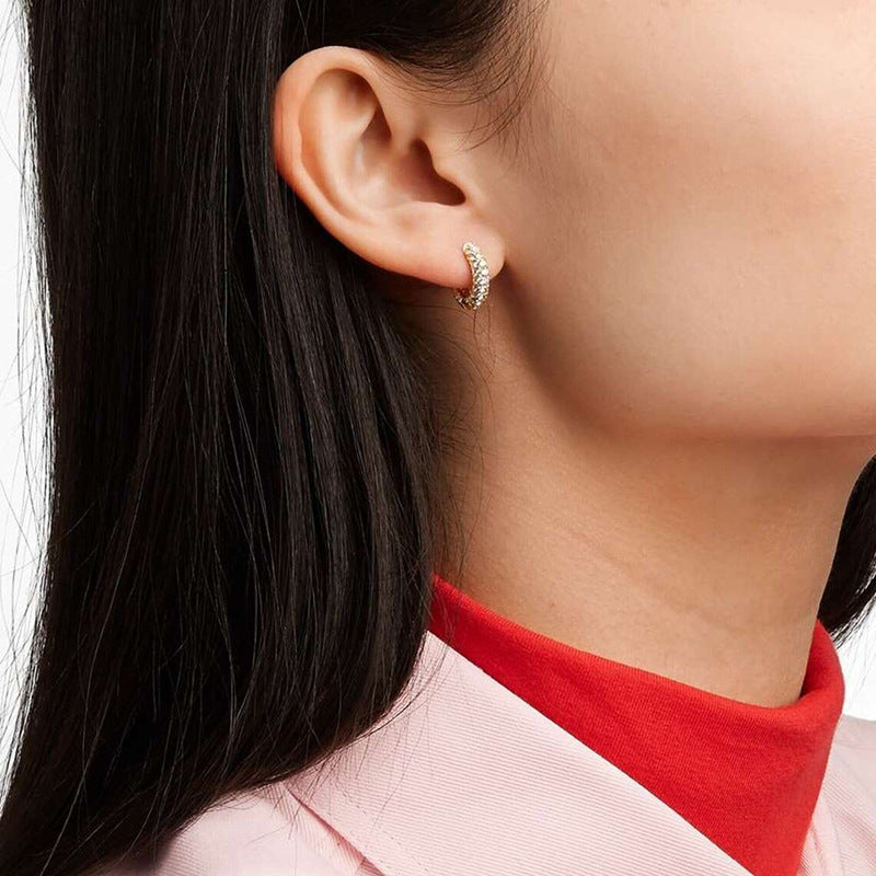 JUSSAN Pave Hoop Sterling Silver Earrings