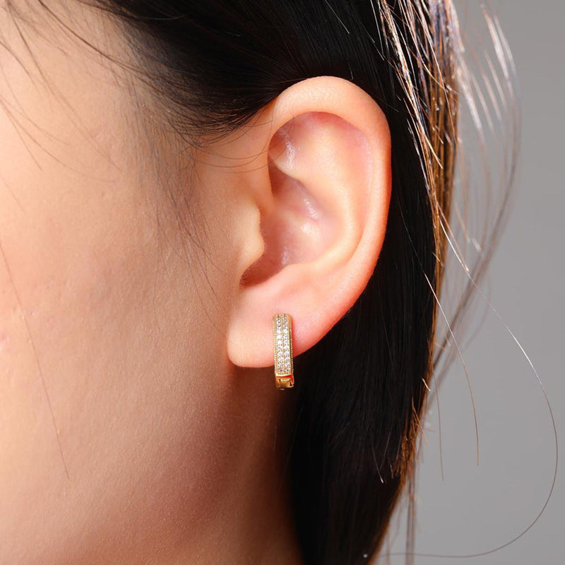 JUSSAN Pave Hoop Sterling Silver Earrings