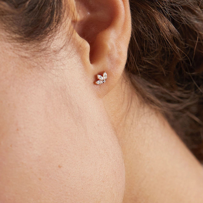 JUSSAN Floral Pave Sterling Silver Earrings