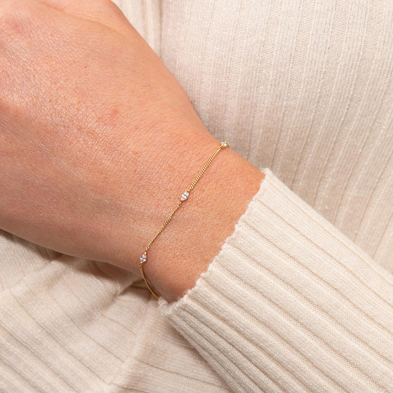 JUSSAN Pave Minimal Luxe Silver Bracelet