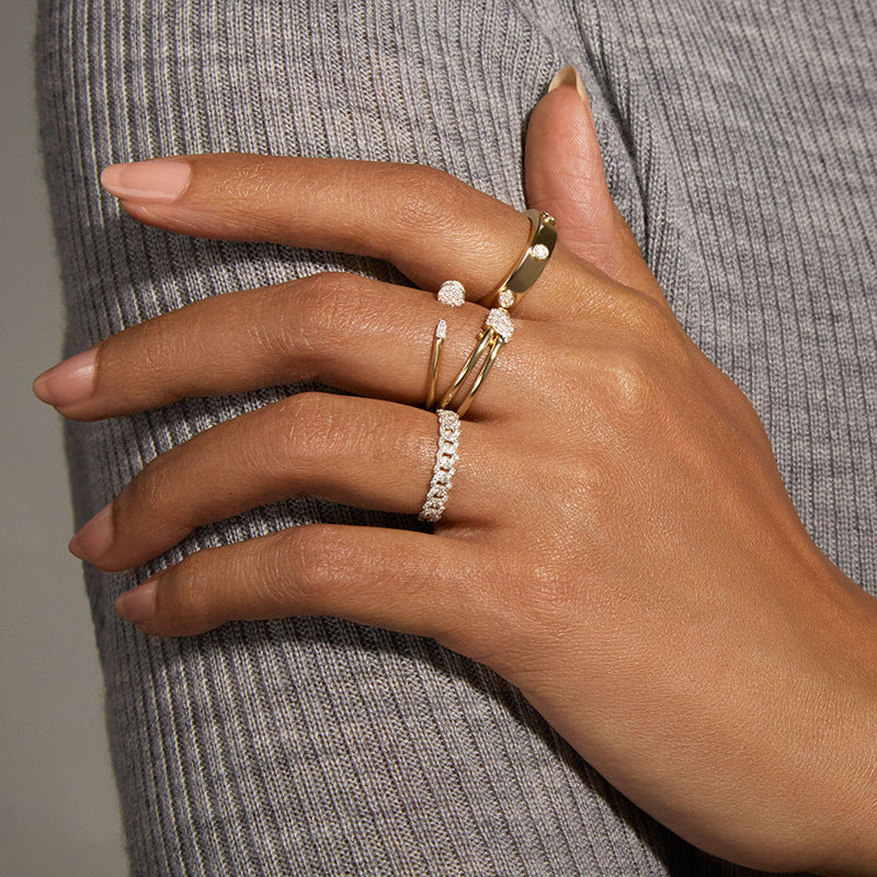 JUSSAN Floral Pave Luxe Sterling Silver Ring