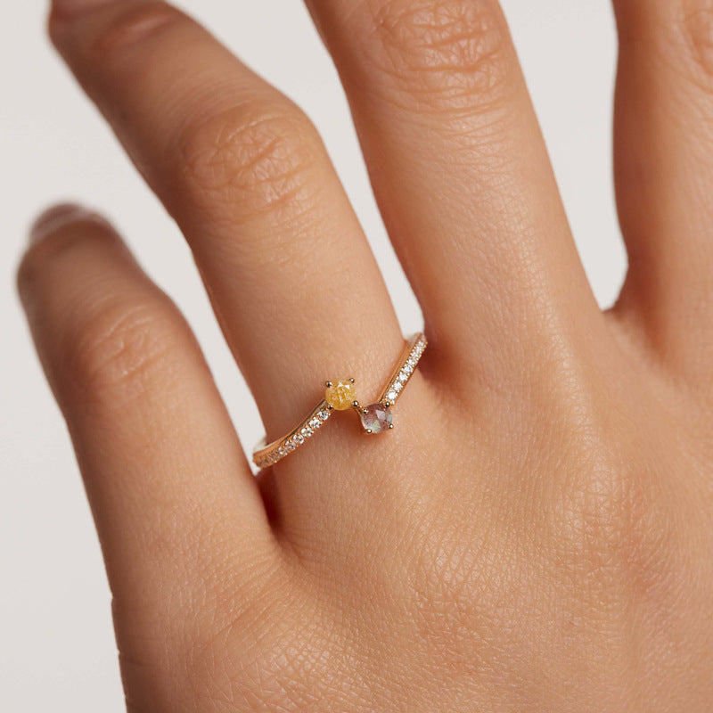 JUSSAN Pave Minimal Sterling Silver Ring
