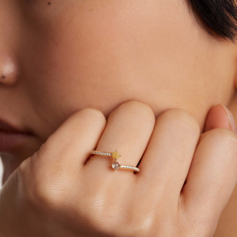 JUSSAN Pave Minimal Sterling Silver Ring