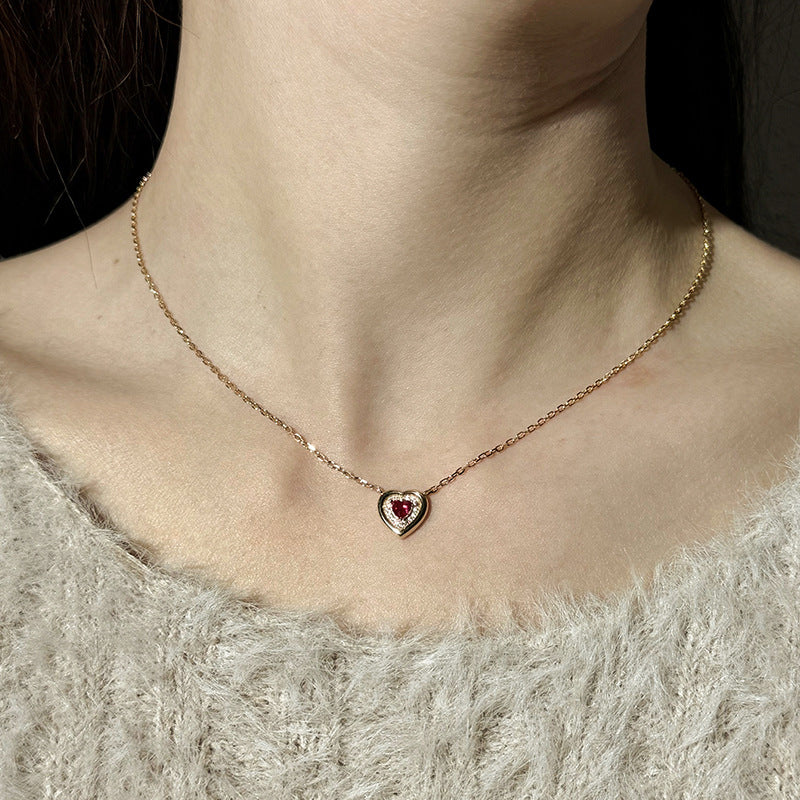 JUSSAN Teardrop Heart Pave Sterling Silver Necklace