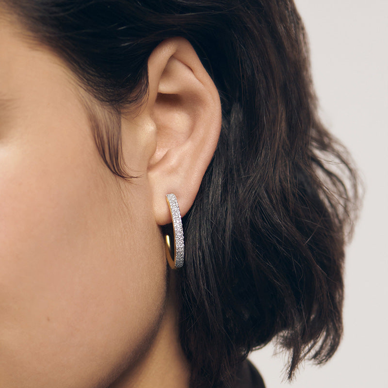 JUSSAN Pave Minimal Luxe Sterling Silver Earrings