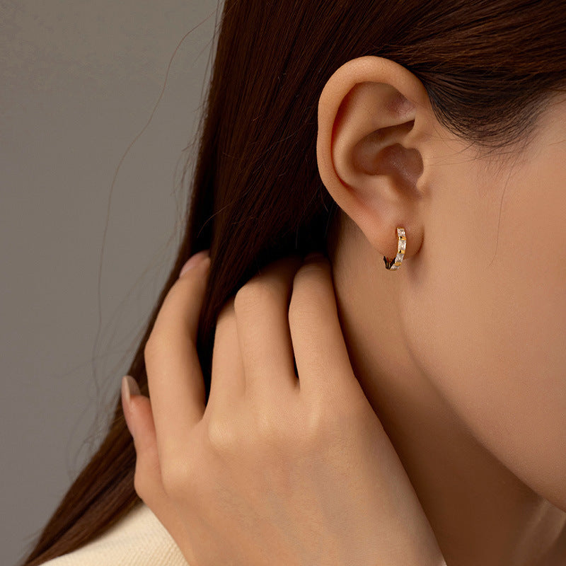 JUSSAN Geometric Pave Sterling Silver Earrings
