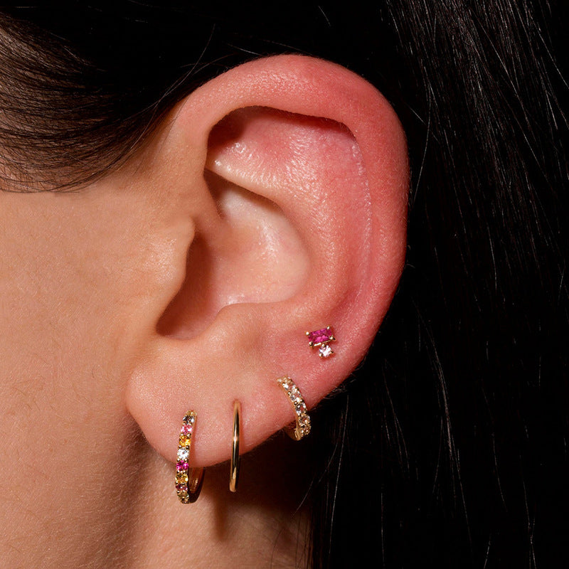 JUSSAN Pave Hoop Luxe Sterling Silver Earrings