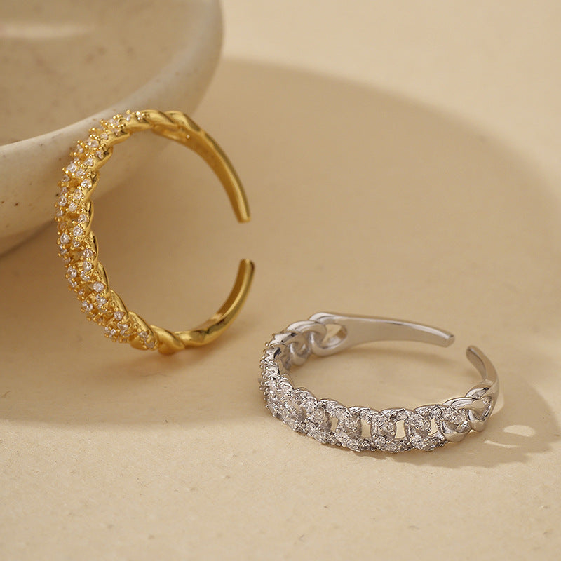 JUSSAN Floral Pave Luxe Sterling Silver Ring
