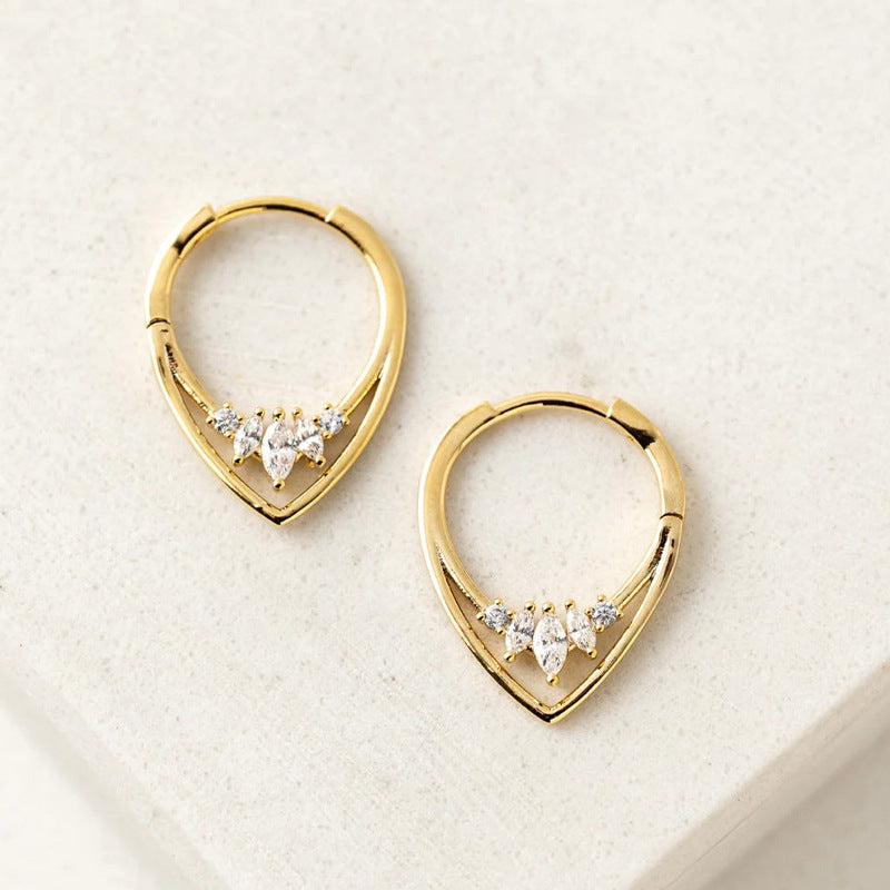 JUSSAN Teardrop Pave Minimal Sterling Silver Earrings