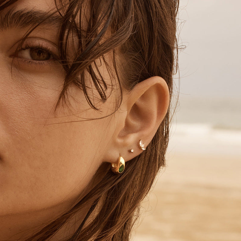 JUSSAN Teardrop Pave Sterling Silver Earrings