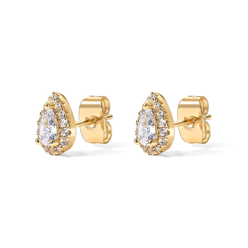 JUSSAN Teardrop Heart Pave Sterling Silver Earrings