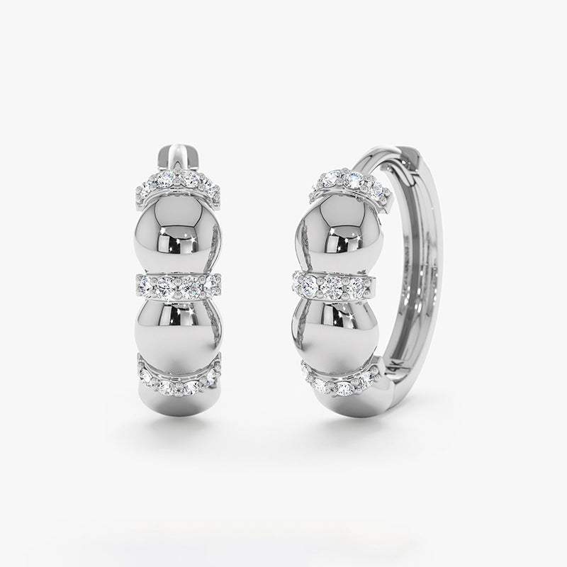 JUSSAN Pave Ear Cuff Sterling Silver Earrings