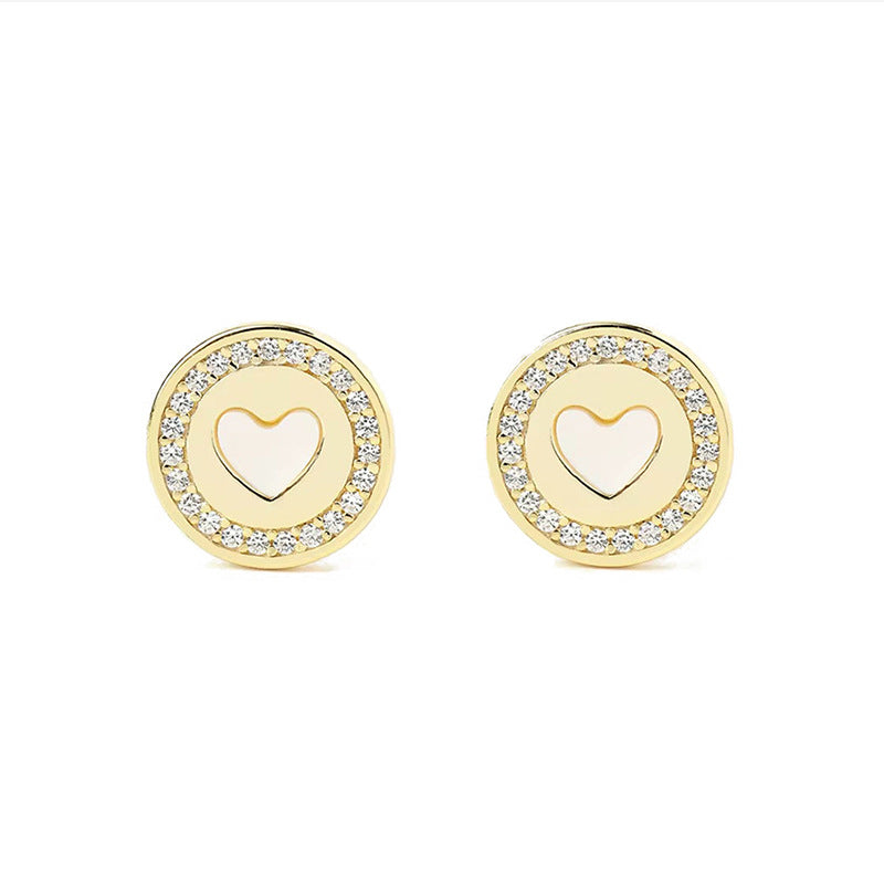 JUSSAN Heart Pave Minimal Sterling Silver Earrings