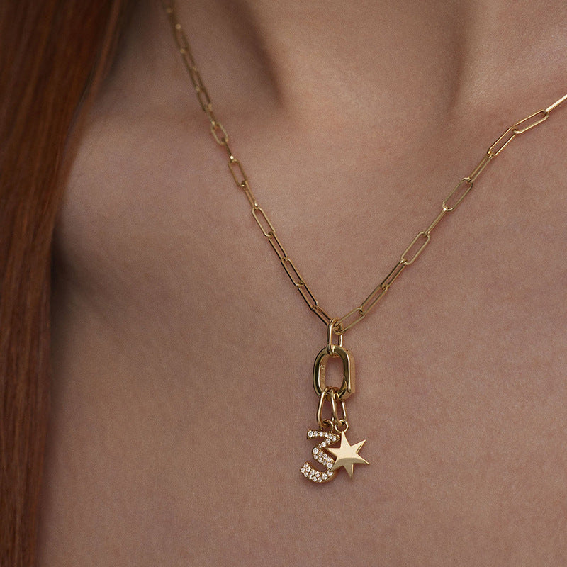 JUSSAN Star Hoop Pendant Sterling Silver Necklace