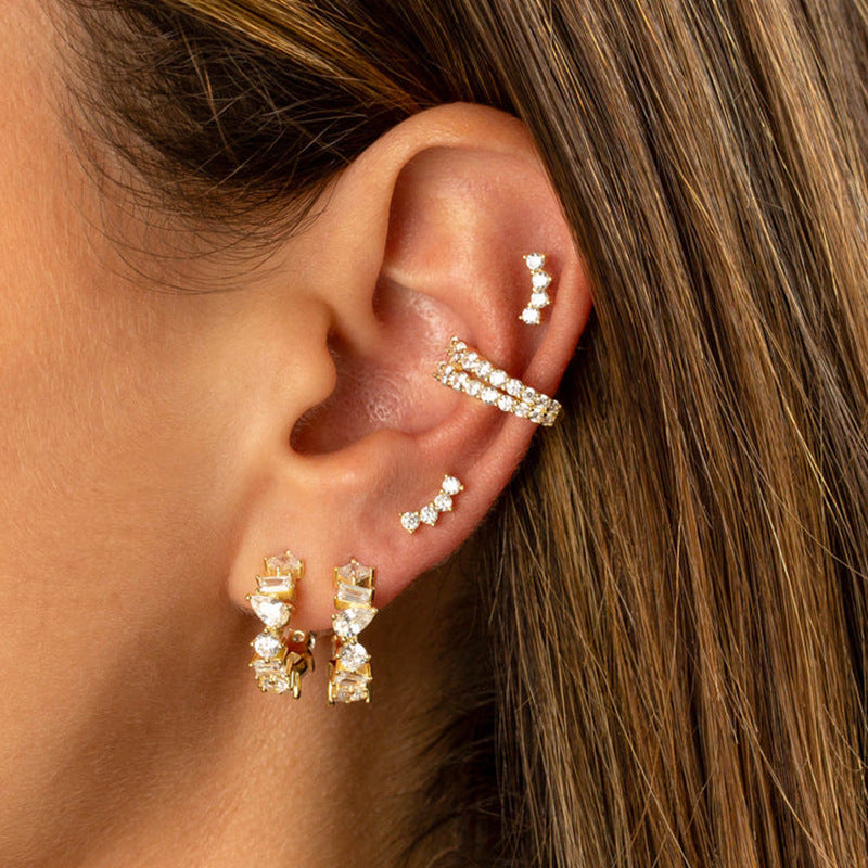 JUSSAN Pave Hoop Luxe Sterling Silver Earrings