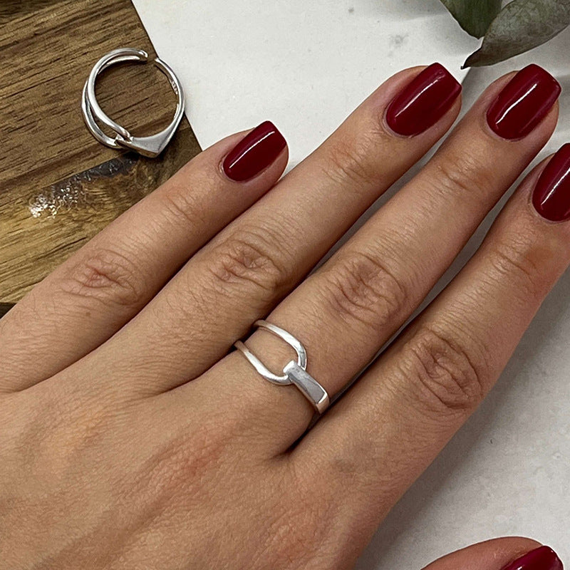 JUSSAN Geometric Minimal Luxe Sterling Silver Ring