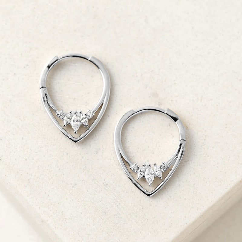 JUSSAN Teardrop Pave Minimal Sterling Silver Earrings