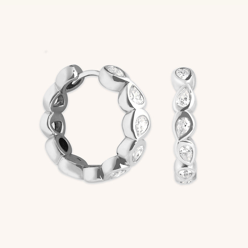 JUSSAN Pave Minimal Luxe Sterling Silver Earrings