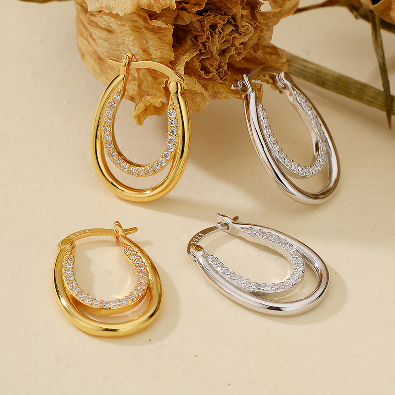 JUSSAN Layered Starlight Sterling Silver Earrings