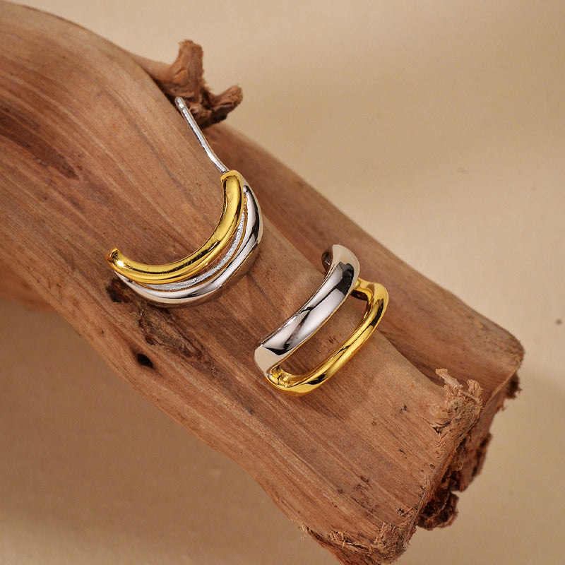 JUSSAN Layered Hoop Sterling Silver Earrings