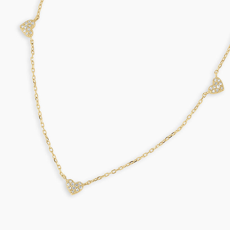 JUSSAN Heart Pave Pendant Sterling Silver Necklace