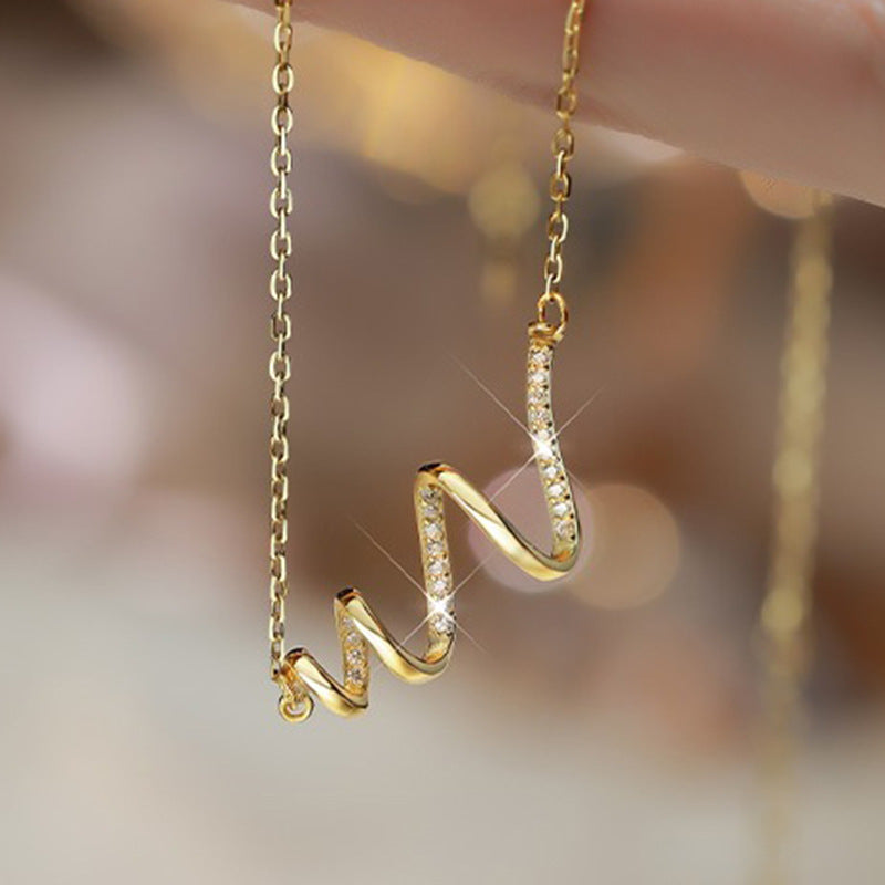 JUSSAN Geometric Pave Minimal Sterling Silver Necklace