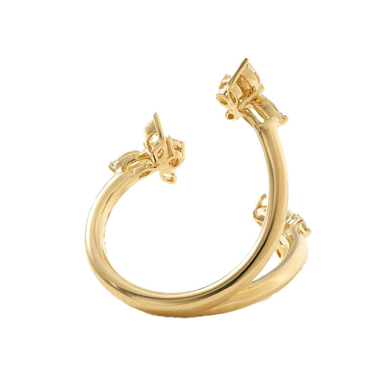 JUSSAN Floral Pave Sterling Silver Ring