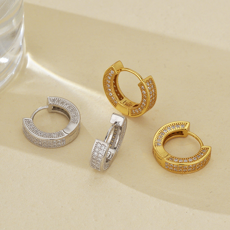 JUSSAN Pave Hoop Sterling Silver Earrings