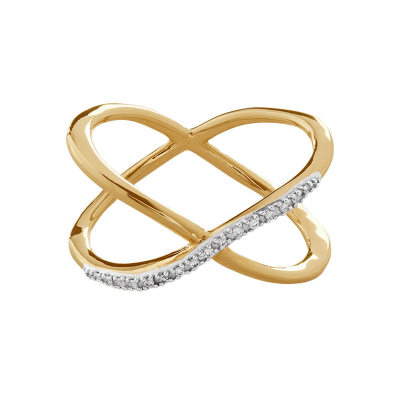 JUSSAN Cross Pave Minimal Sterling Silver Ring