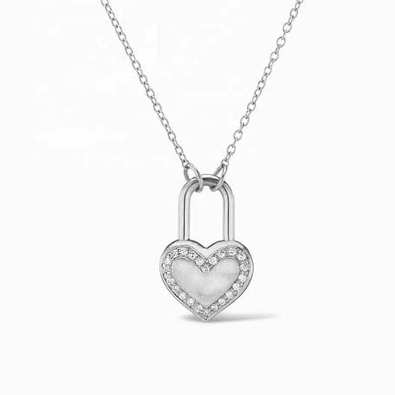 JUSSAN Heart Pave Sterling Silver Necklace