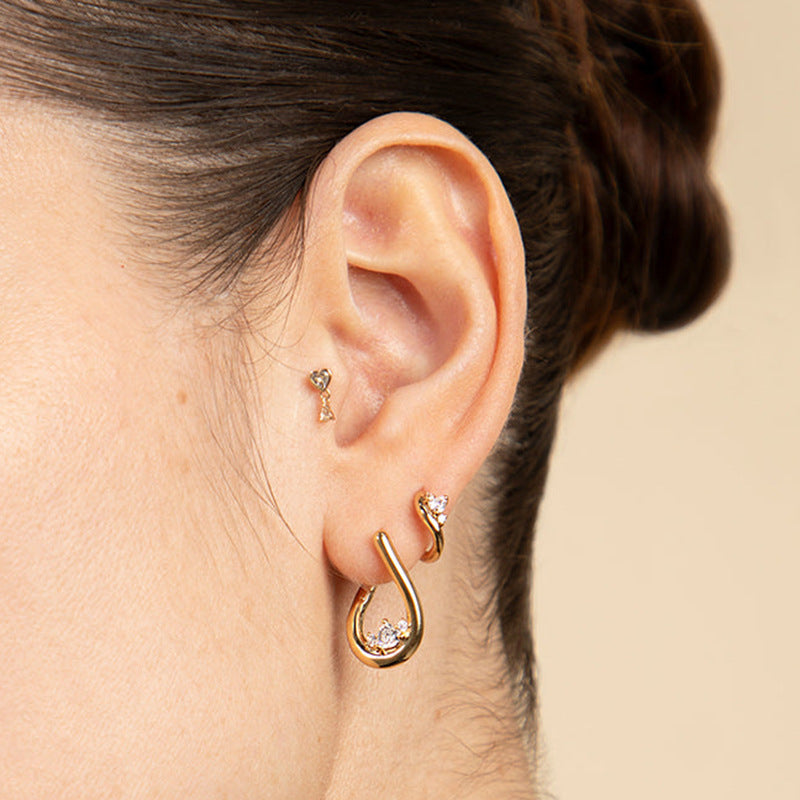 JUSSAN Heart Pave Sterling Silver Earrings